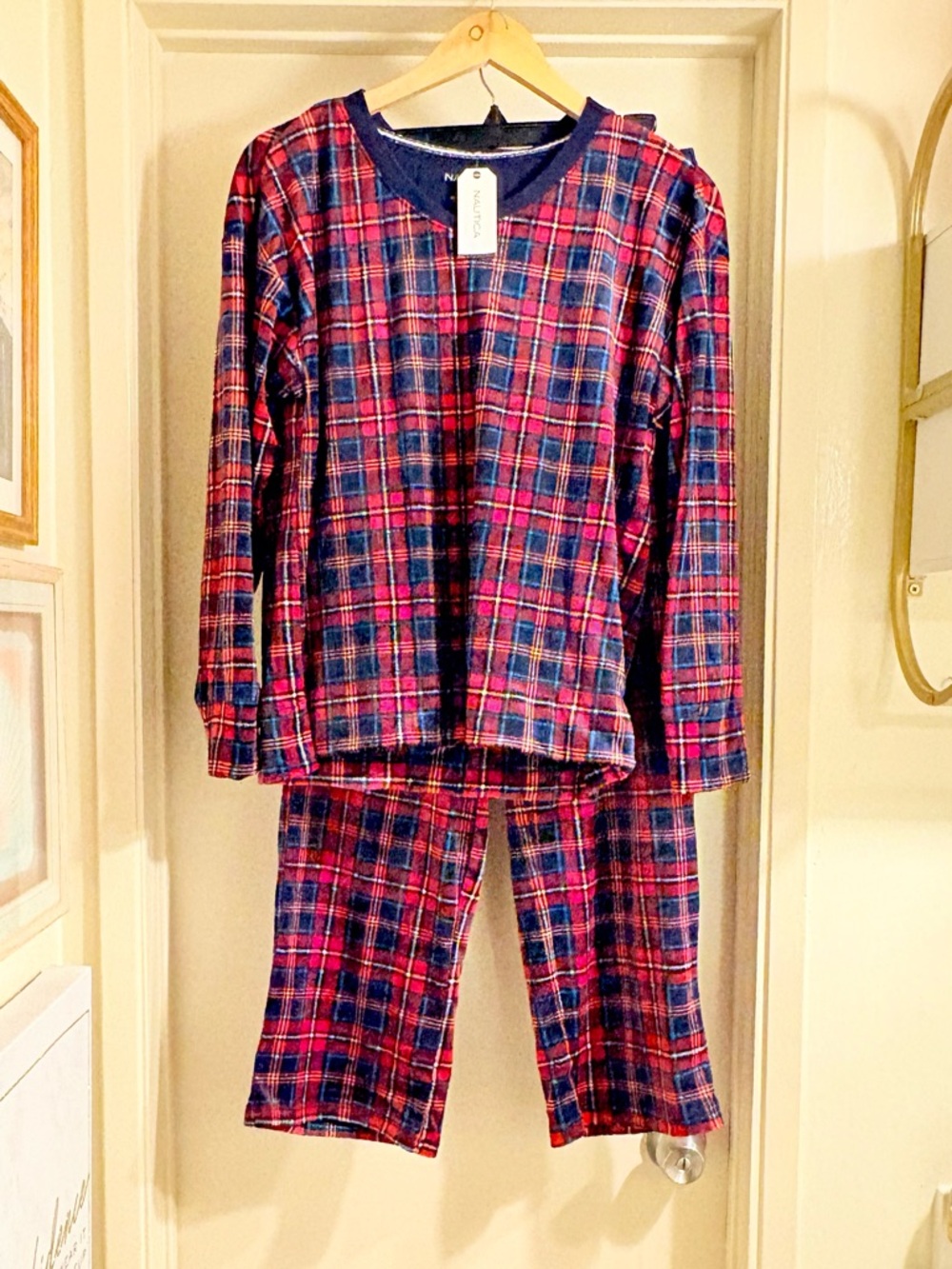 Nautica Red & Blue Plaid Long Sleeve Pajama Set